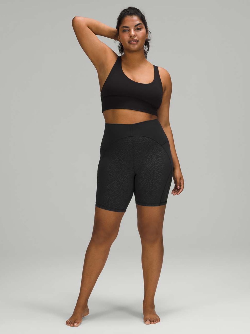 Lululemon Unlimit High Rise 8" Black Print Biker Athletic Shorts Size 6
